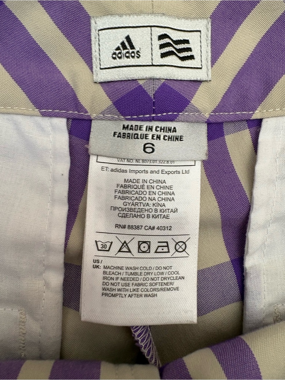 Adidas Women’s Plaid Golf Shorts Purple Khaki Size 6 Y2K Preppy Blokecore - Picture 5 of 10